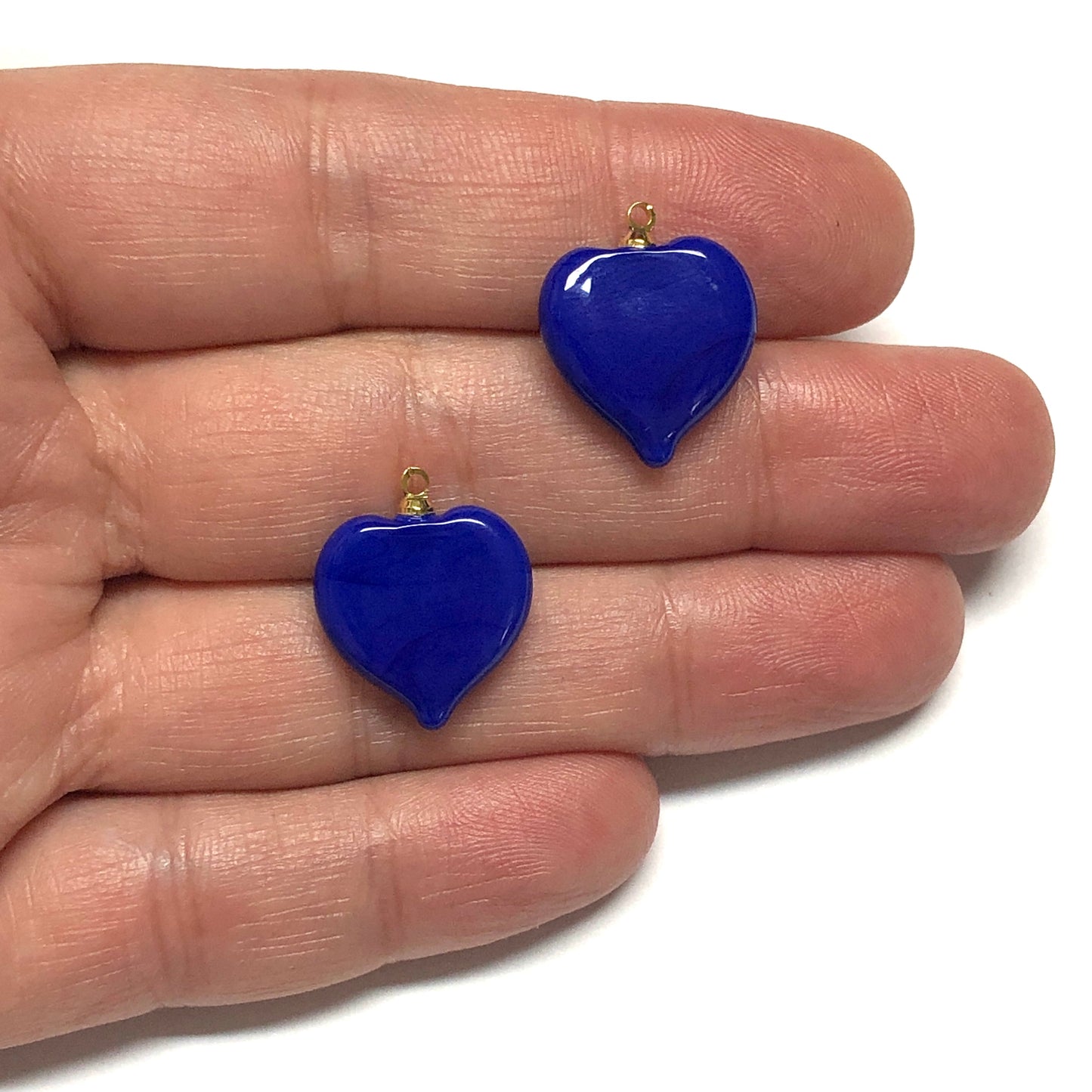 Murano Opak Cam Kalp - Kobalt