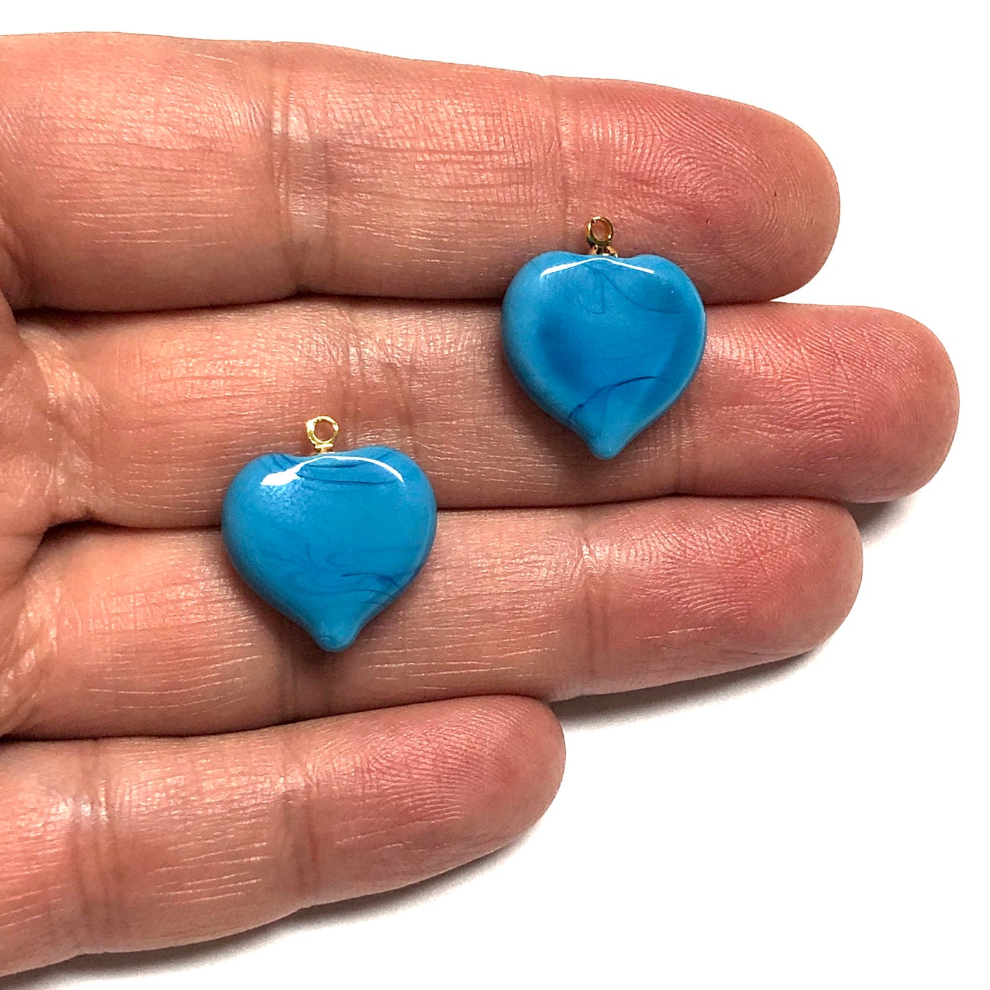 Murano Opak Cam Kalp - Mavi