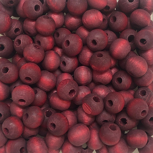 10mm Mat Ahşap Boncuk - 4 Bordo