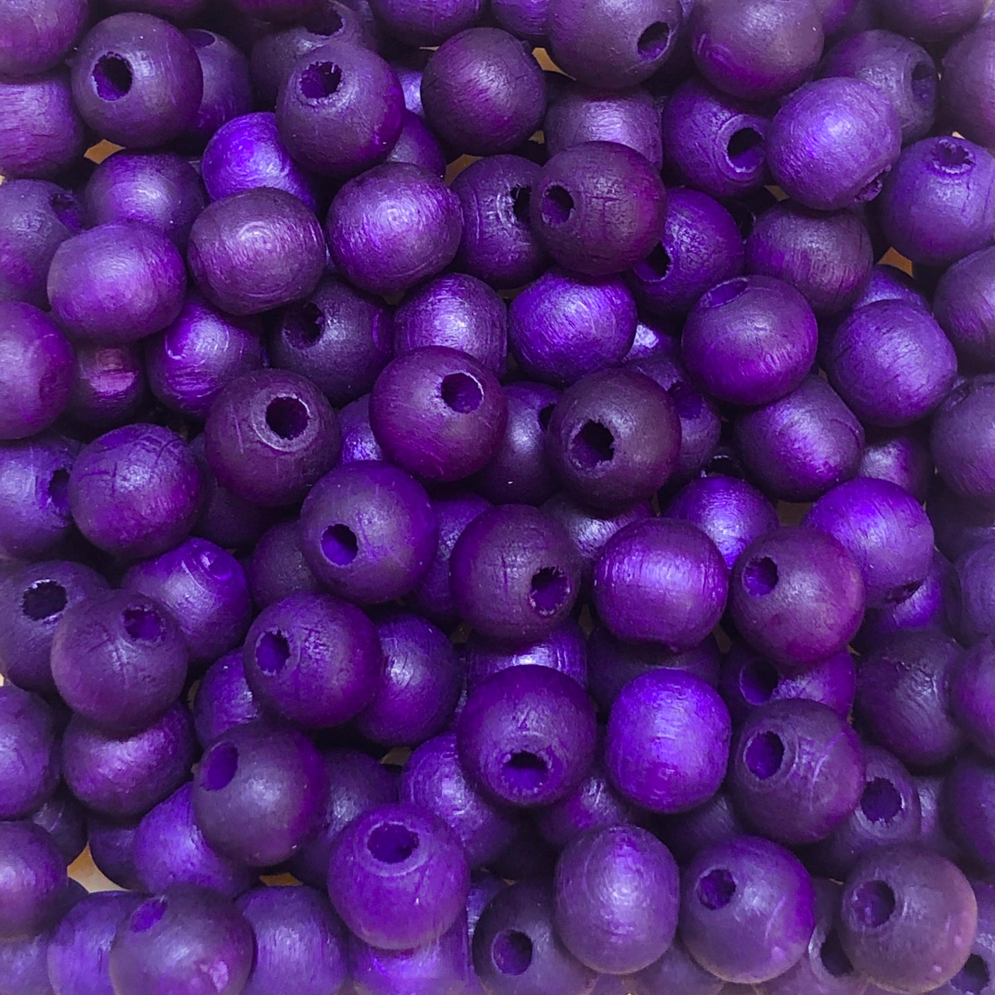 10mm Mat Ahşap Boncuk - 5 Mor