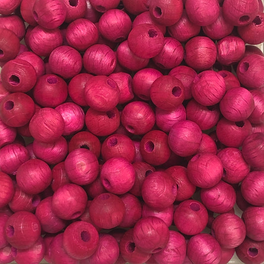 10mm Mat Ahşap Boncuk - 7 Fuşya