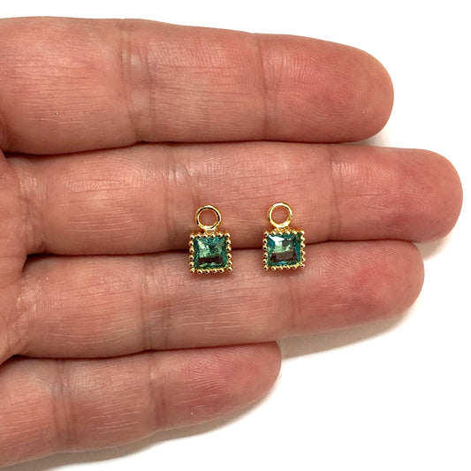 Altın Kaplama Zirkon Taşlı Kare Sallantı - Mavi