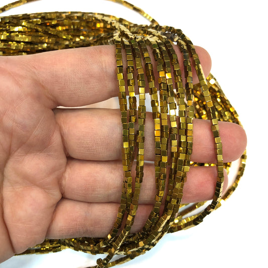 2mm Küp Hematit - Altın