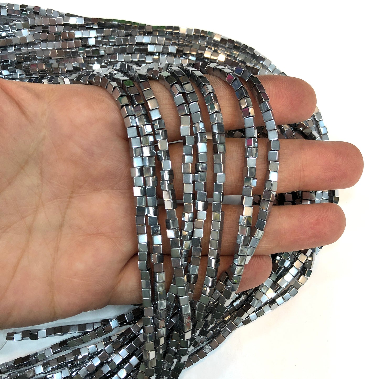 3mm Küp Hematit - Gümüş