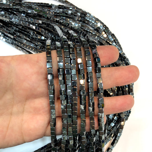 4mm Küp Hematit - Antrasit