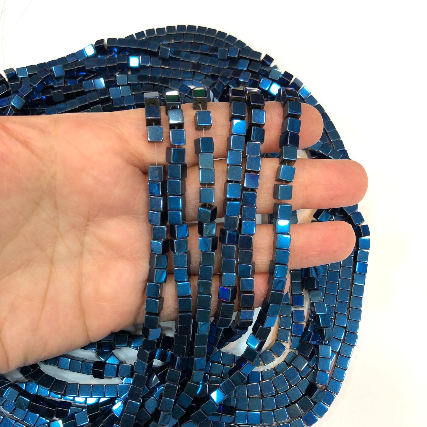 5mm Küp Hematit - Lacivert