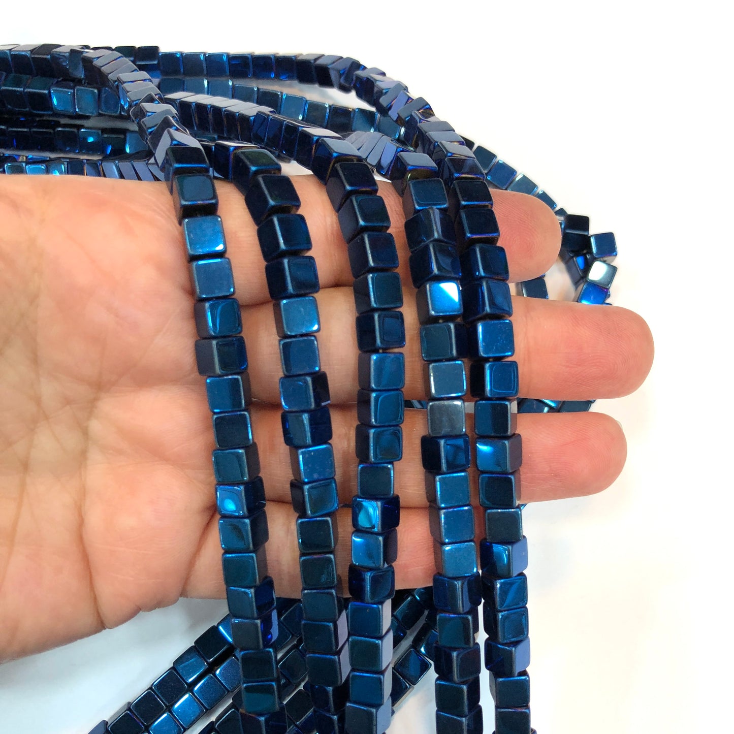6mm Küp Hematit - Lacivert