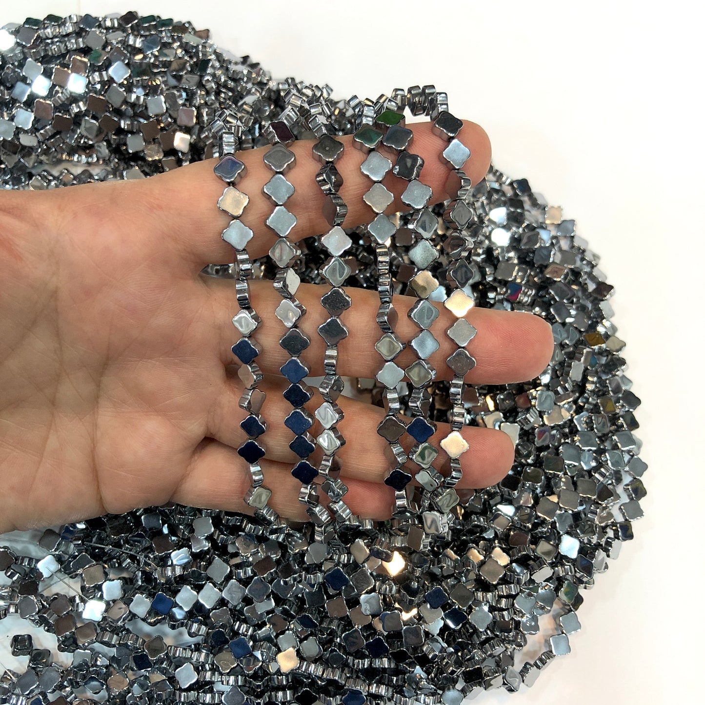 6mm Yonca Hematit - Gümüş