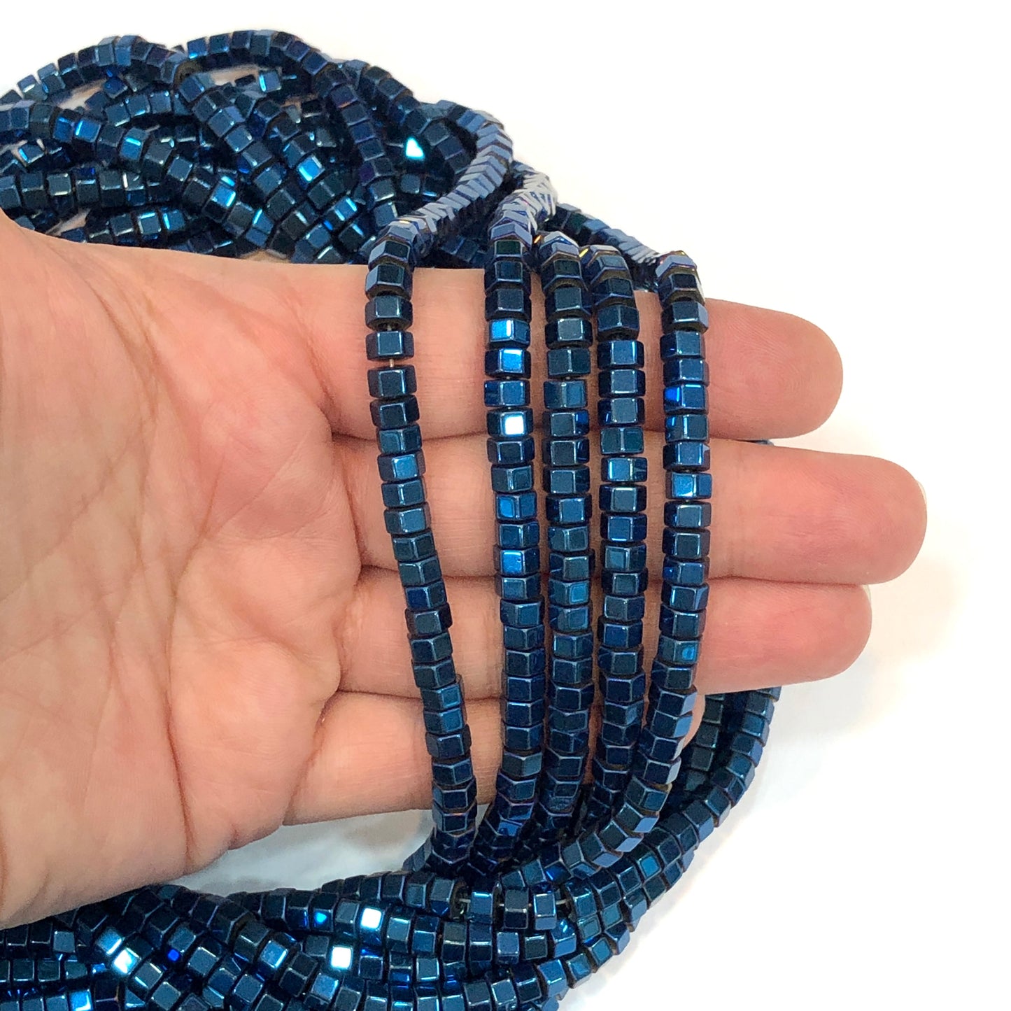 6x2mm Somun Hematit - Lacivert