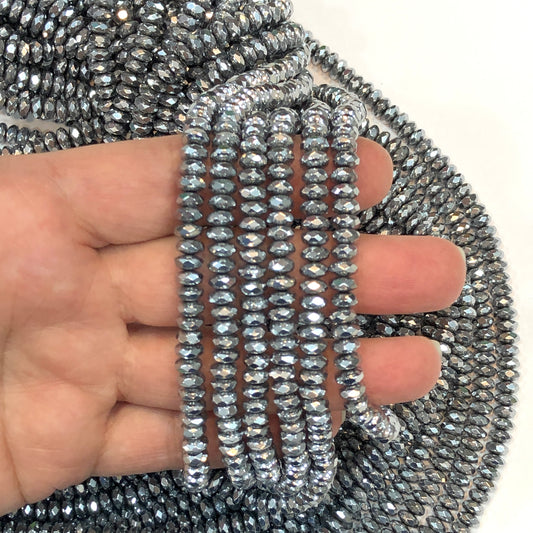 6mm Fasetli Pul Hematit - Gümüş