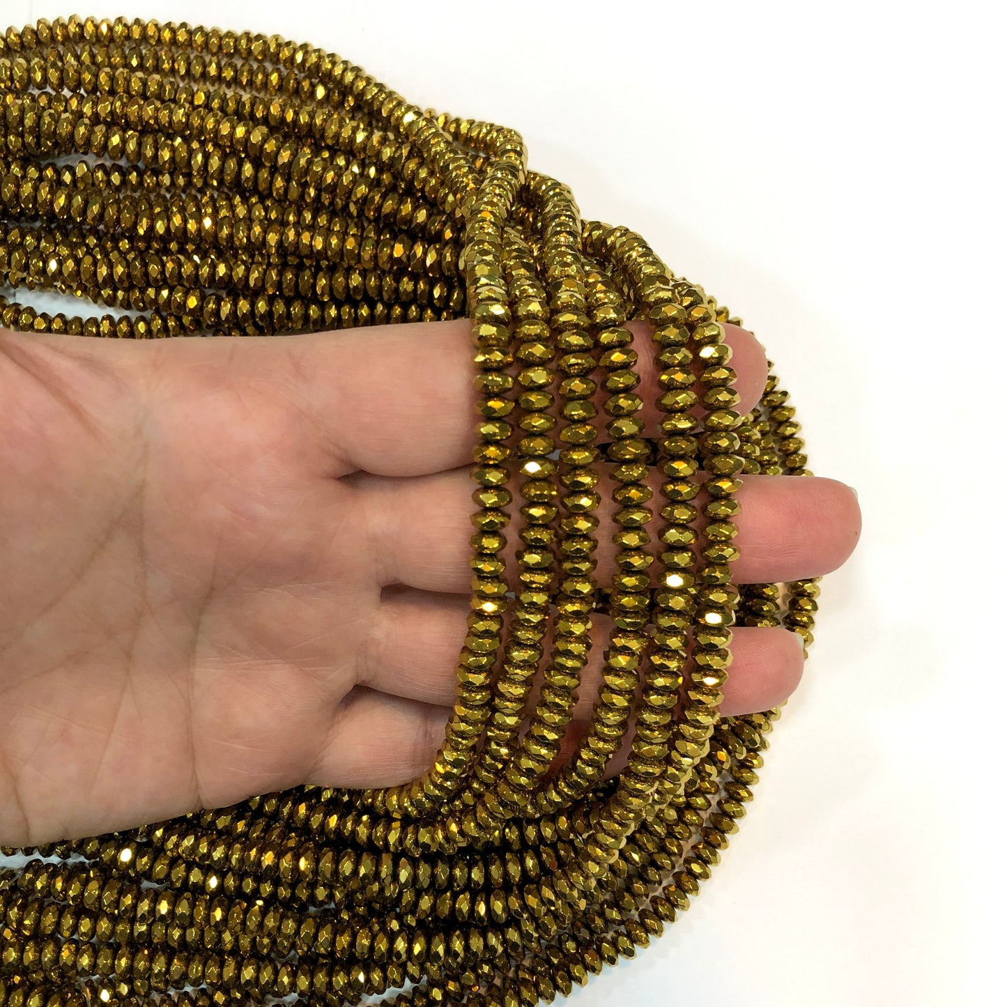 6mm Fasetli Pul Hematit - Altın