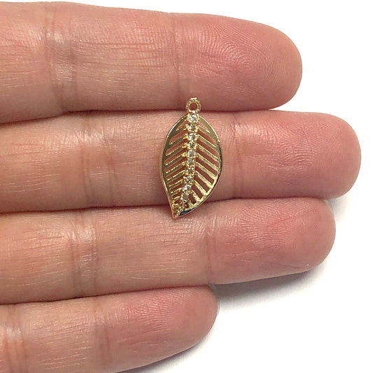 Altın Kaplama Zirkon Taşlı Yaprak - 1