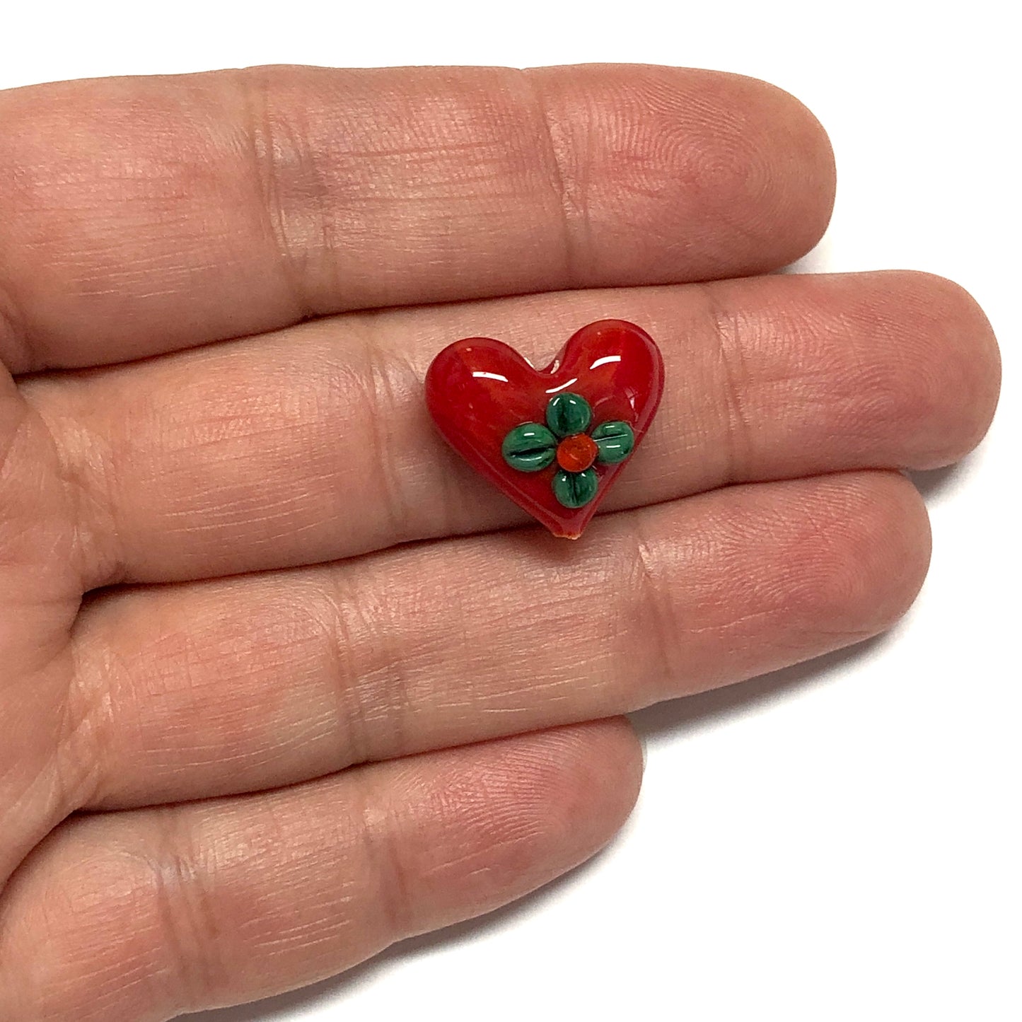 Murano Cam Kokinalı Kalp Dik Delikli