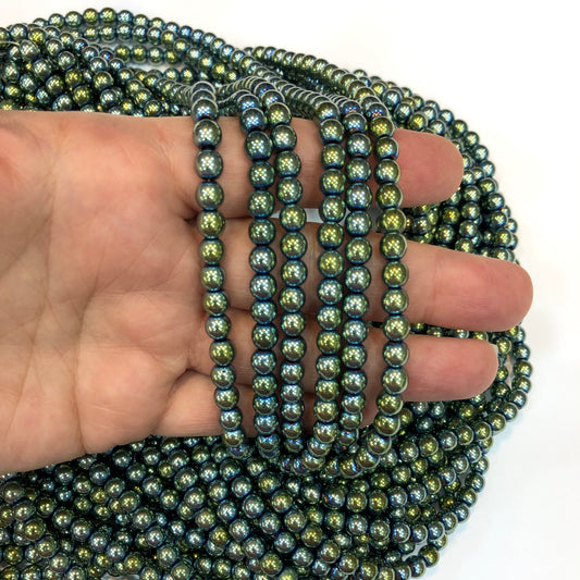 6mm Yuvarlak Hematit - Turkuaz