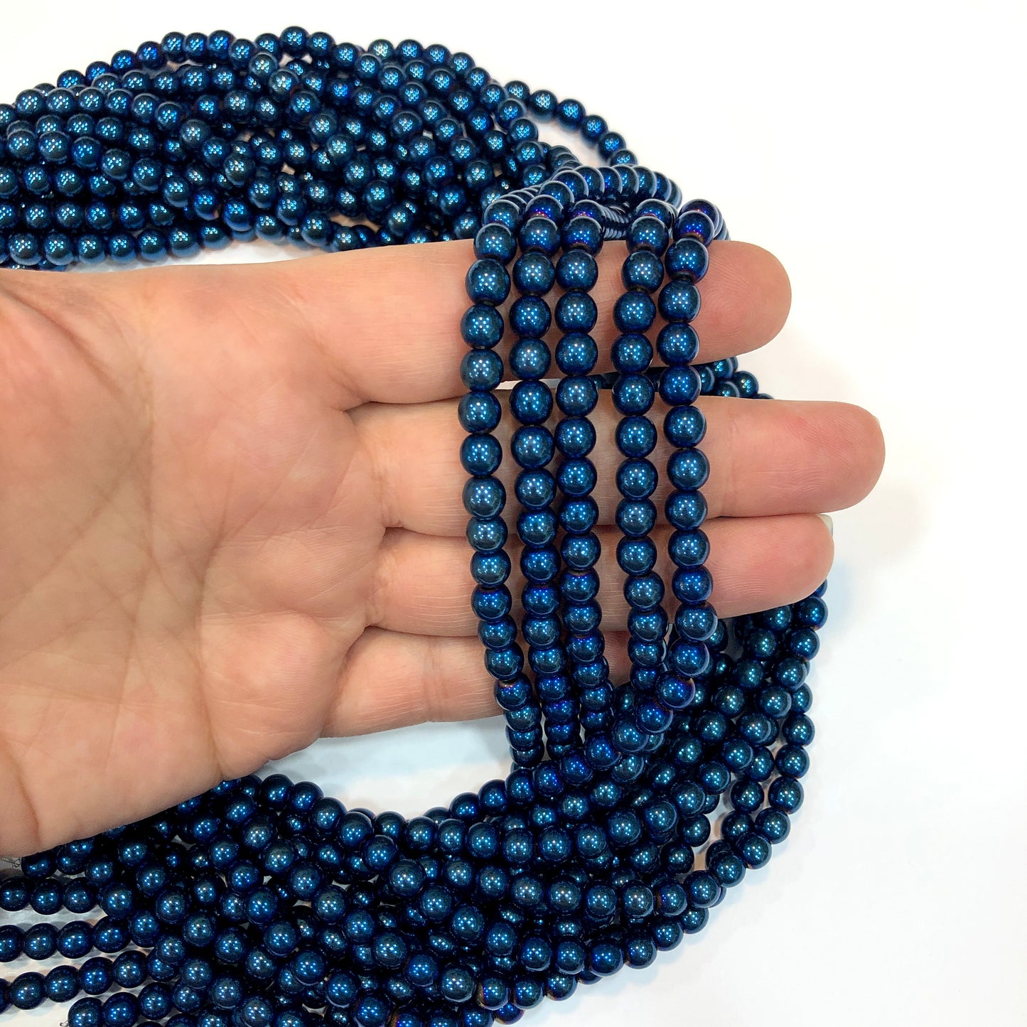 6mm Yuvarlak Hematit - Lacivert