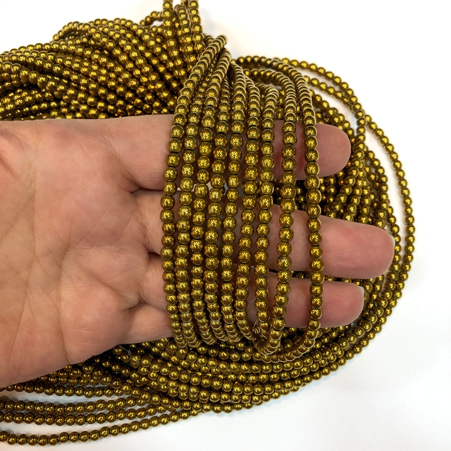 4mm Yuvarlak Hematit - Altın