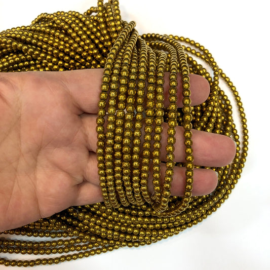 4mm Yuvarlak Hematit - Altın