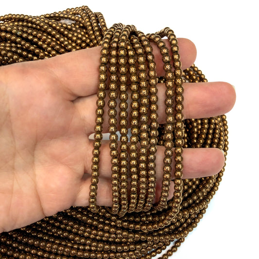 4mm Yuvarlak Hematit - Bakır