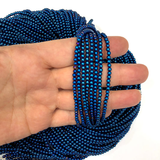 3mm Yuvarlak Hematit - Lacivert