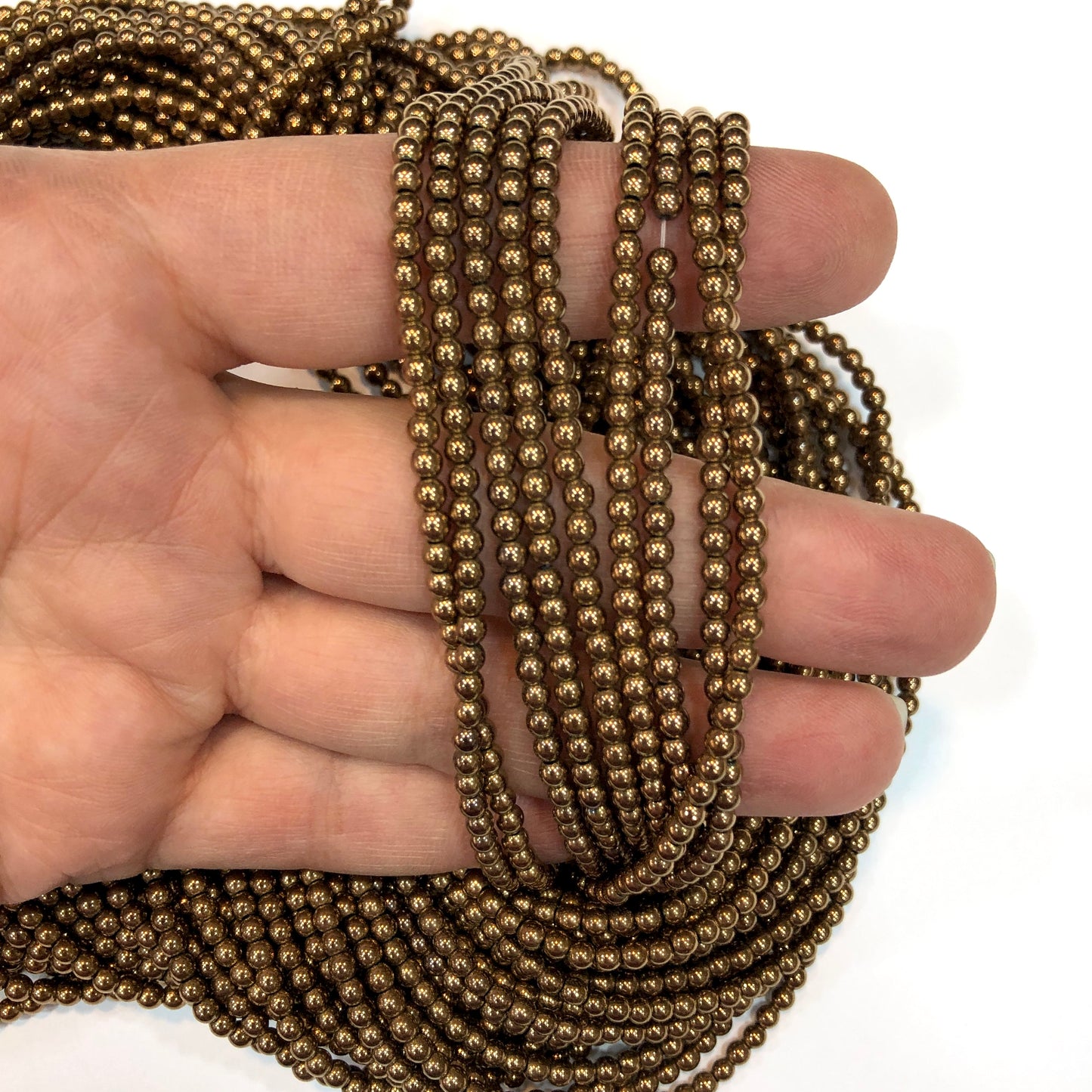 3mm Yuvarlak Hematit - Bakır