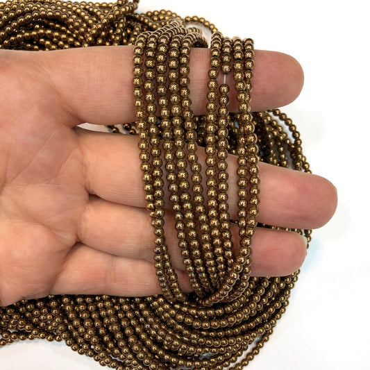 3mm Yuvarlak Hematit - Bakır