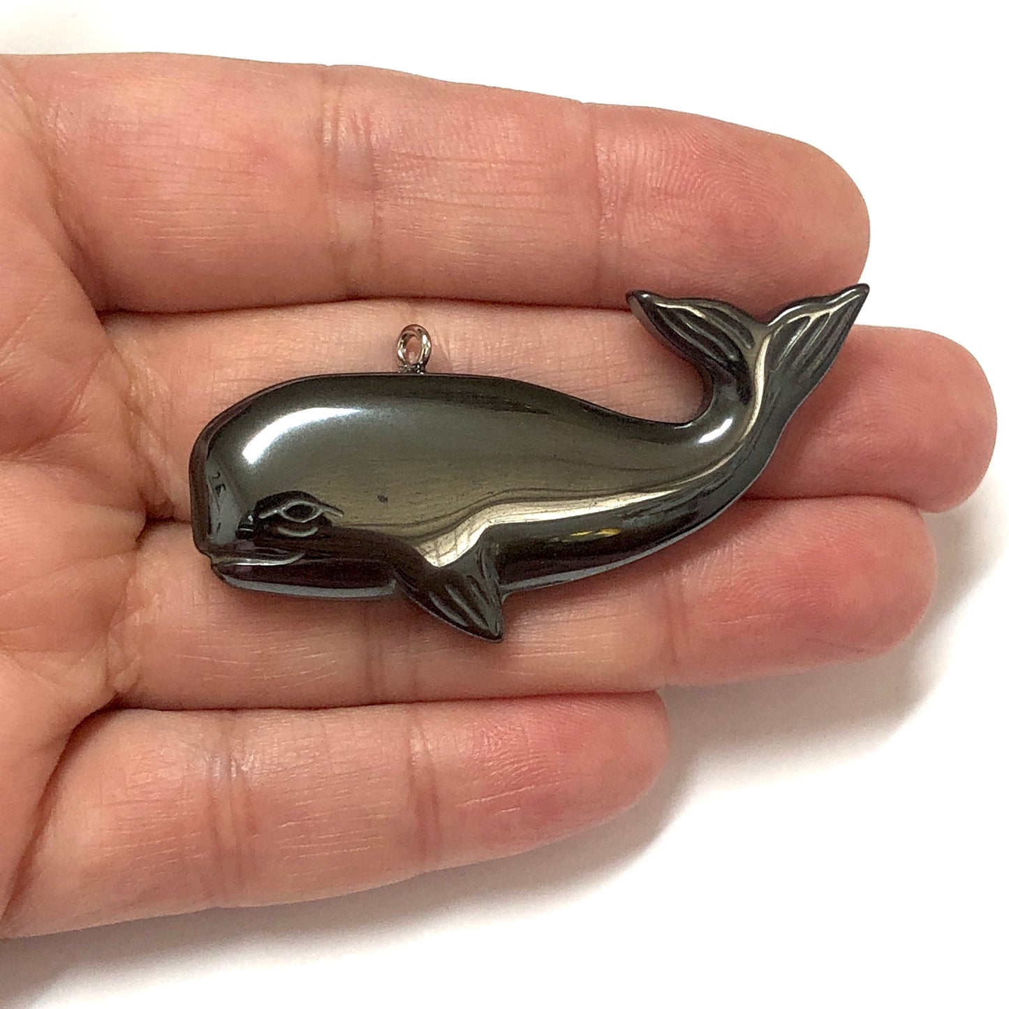 Doğal Taş - Hematit Kolye Ucu - Balina