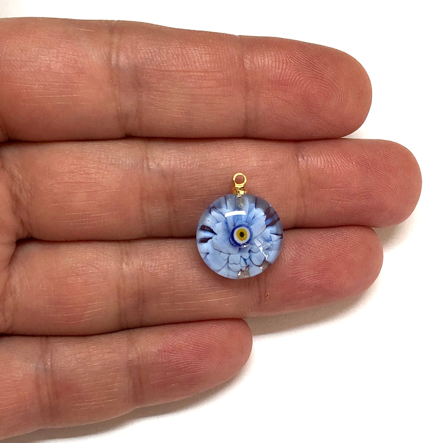 Murano Cam Desenli Yuvarlak Nazar - Leylak