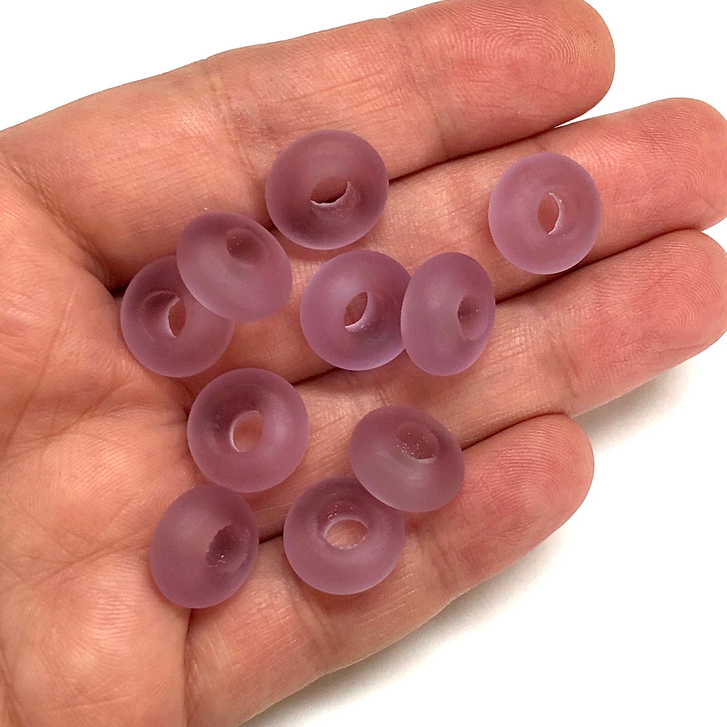 Murano Buzlu Cam Rondel - Lila