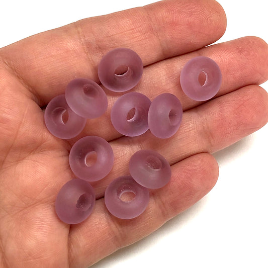 Murano Buzlu Cam Rondel - Lila