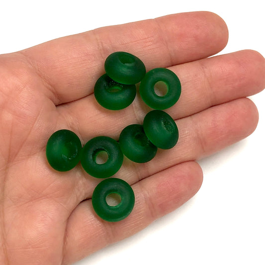 Murano Buzlu Cam Rondel - Zümrüt