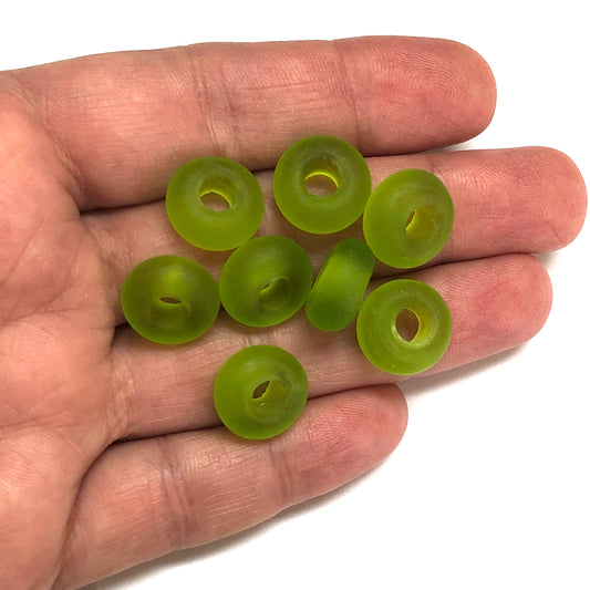 Murano Buzlu Cam Rondel - Fıstık Yeşil