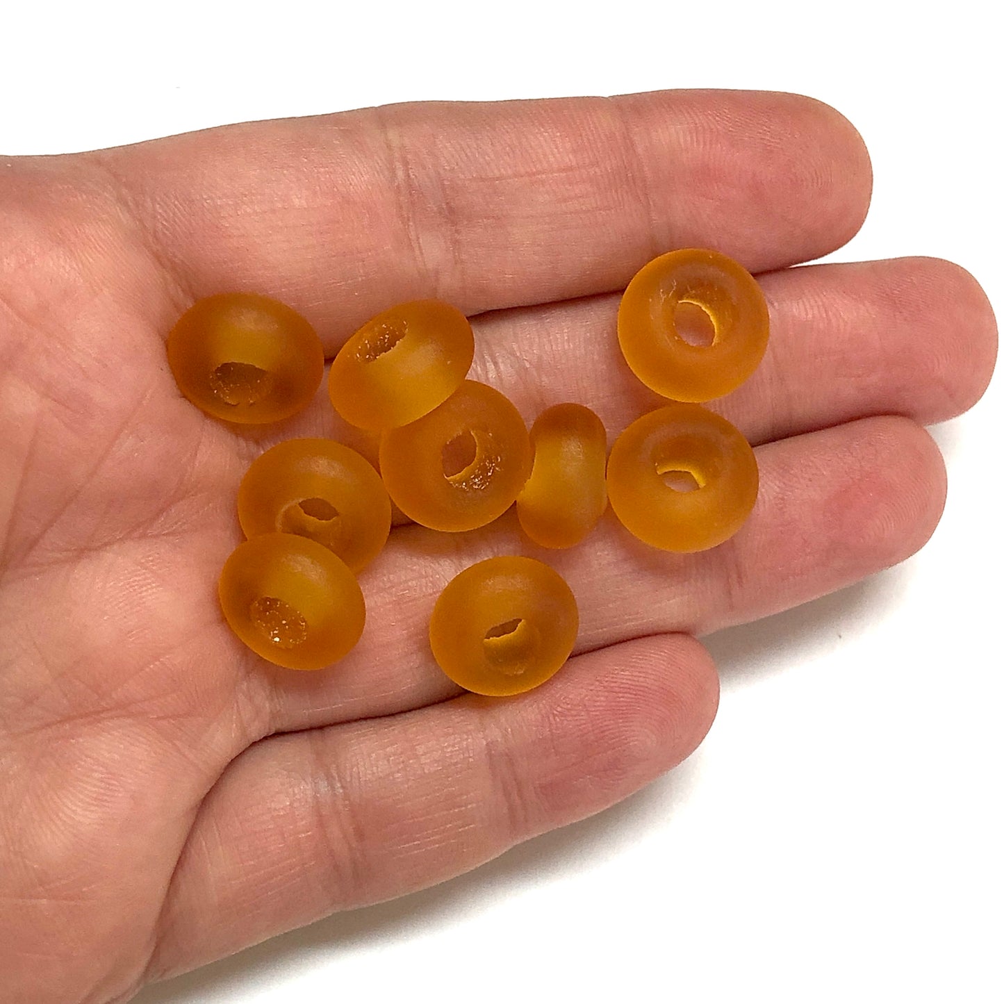 Murano Buzlu Cam Rondel - Amber