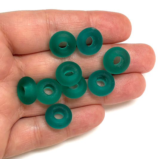 Murano Buzlu Cam Rondel - Turkuaz