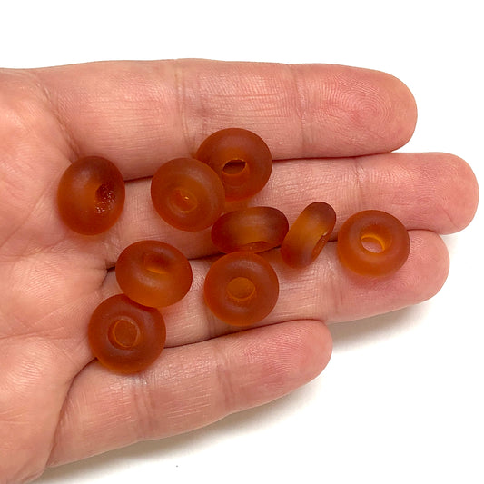 Murano Buzlu Cam Rondel - Kiremit