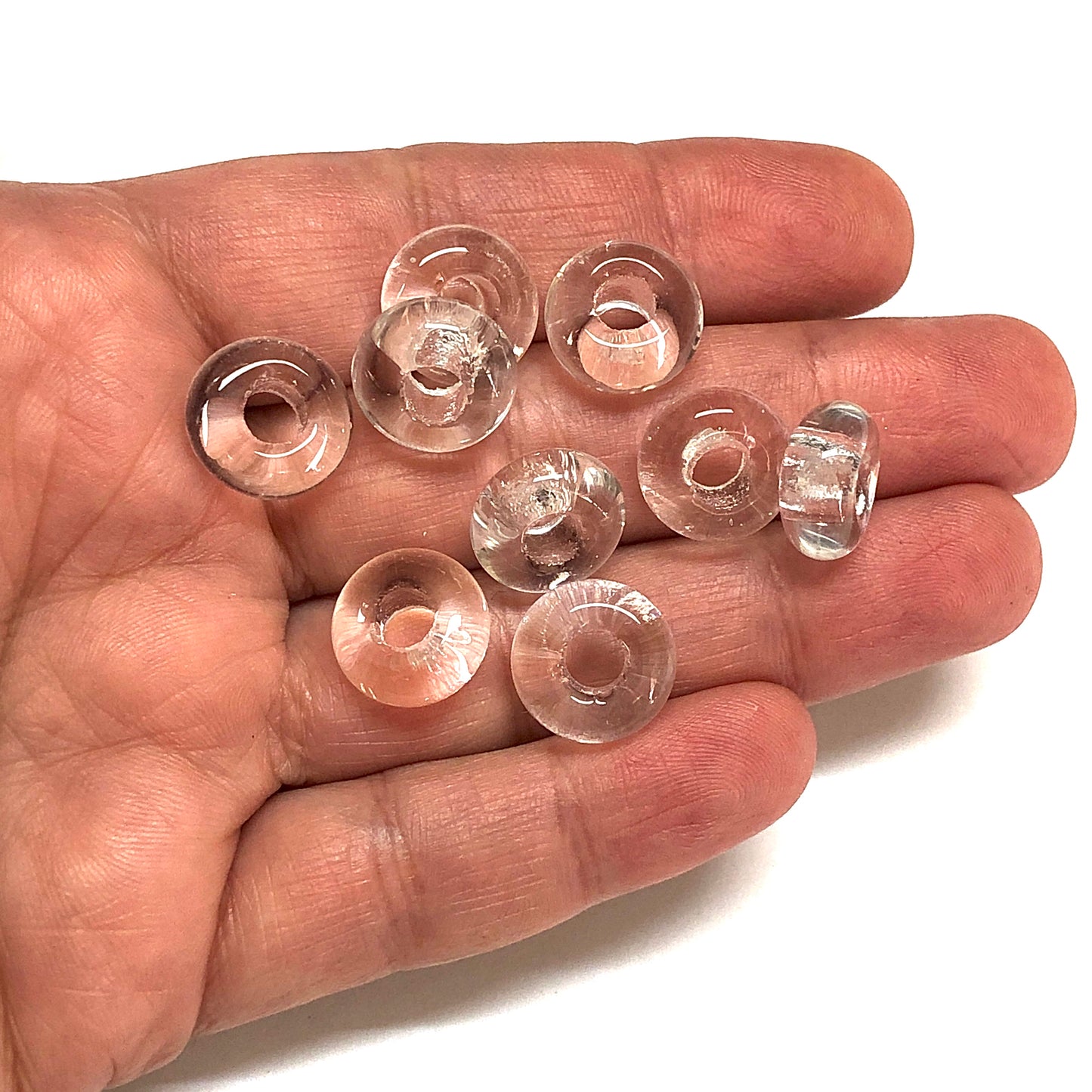 Murano Cam Şeffaf Rondel - Şeffaf