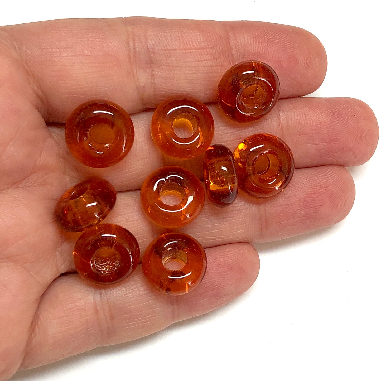 Murano Cam Şeffaf Rondel - Kiremit