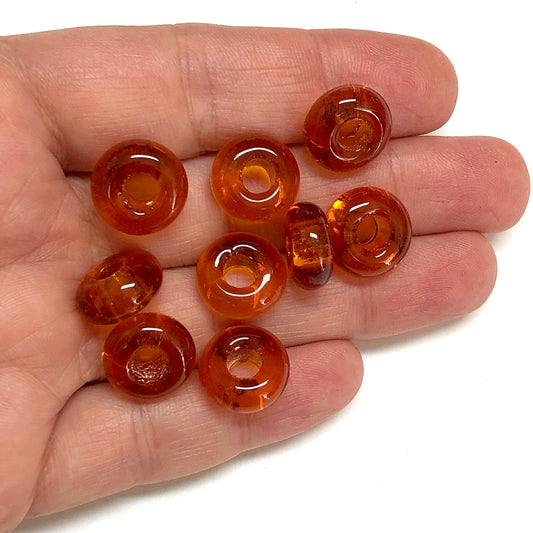 Murano Cam Şeffaf Rondel - Kiremit