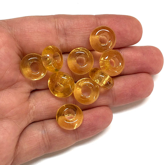 Murano Cam Şeffaf Rondel - Açık Sarı