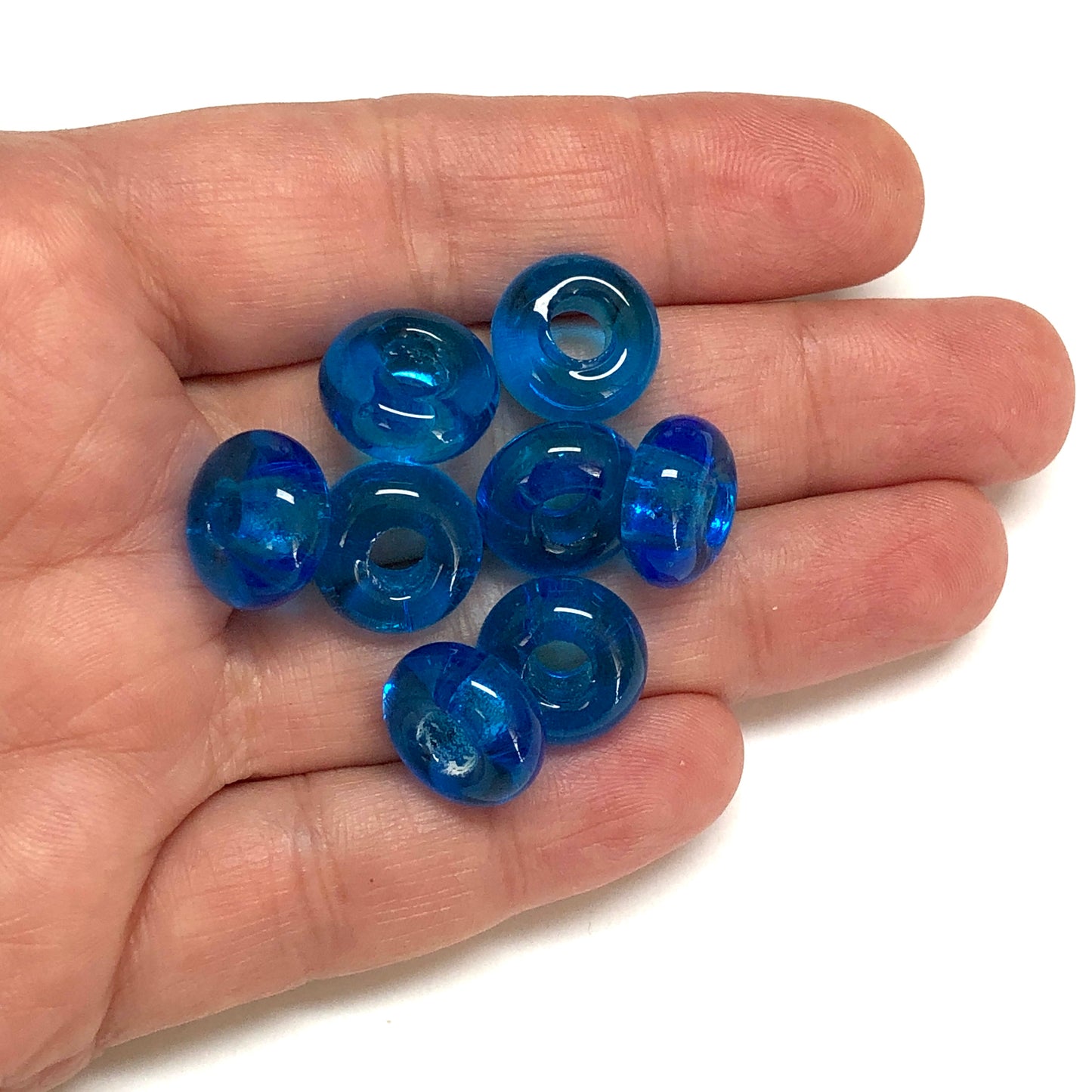 Murano Cam Şeffaf Rondel - Mavi