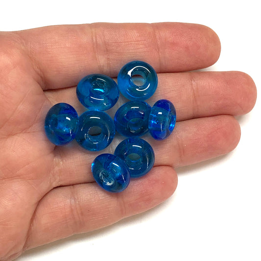 Murano Cam Şeffaf Rondel - Mavi