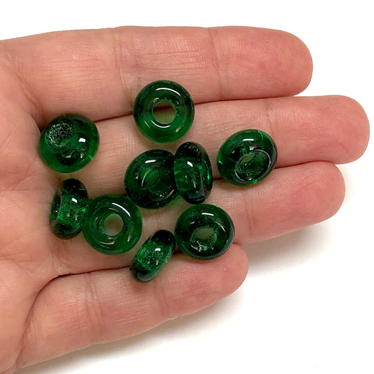 Murano Cam Şeffaf Rondel - Zümrüt