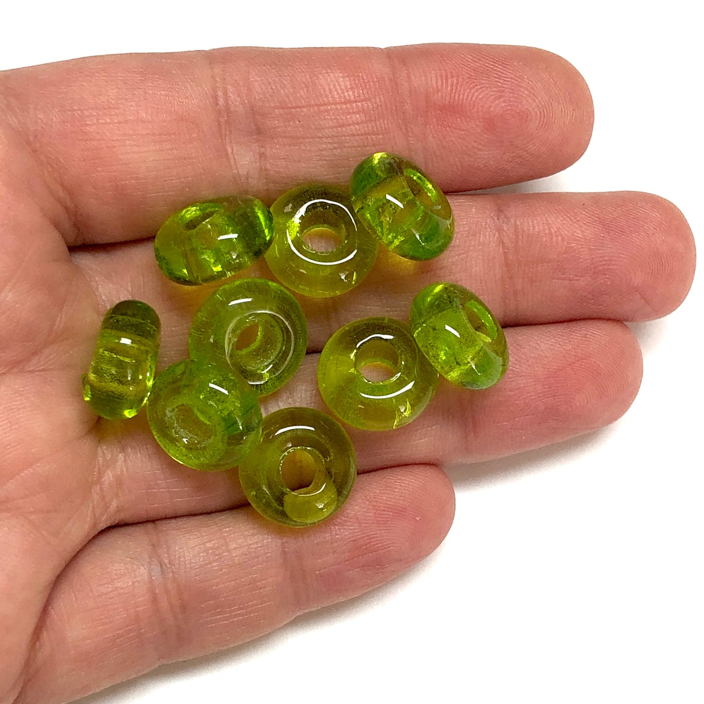 Murano Cam Şeffaf Rondel - Fıstık Yeşil