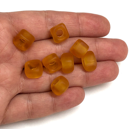 Murano Buzlu Cam Küp - Amber