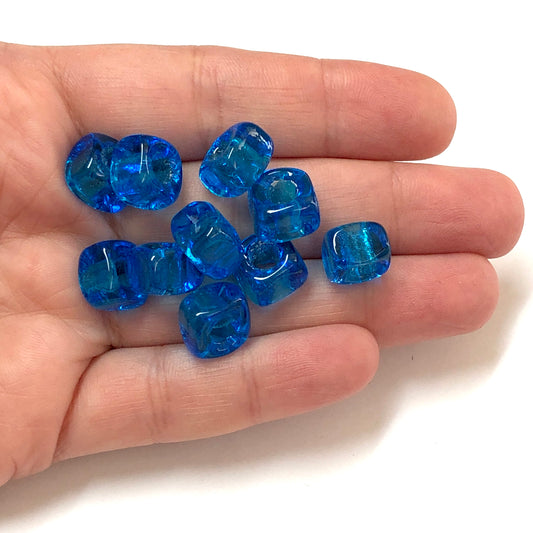 Murano Cam Şeffaf Küp - Mavi