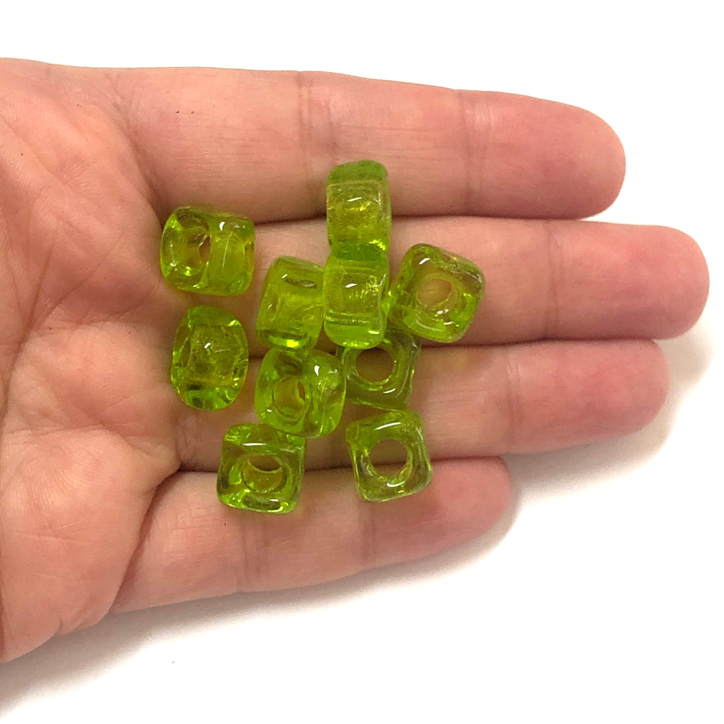 Murano Cam Şeffaf Küp - Fıstık Yeşil