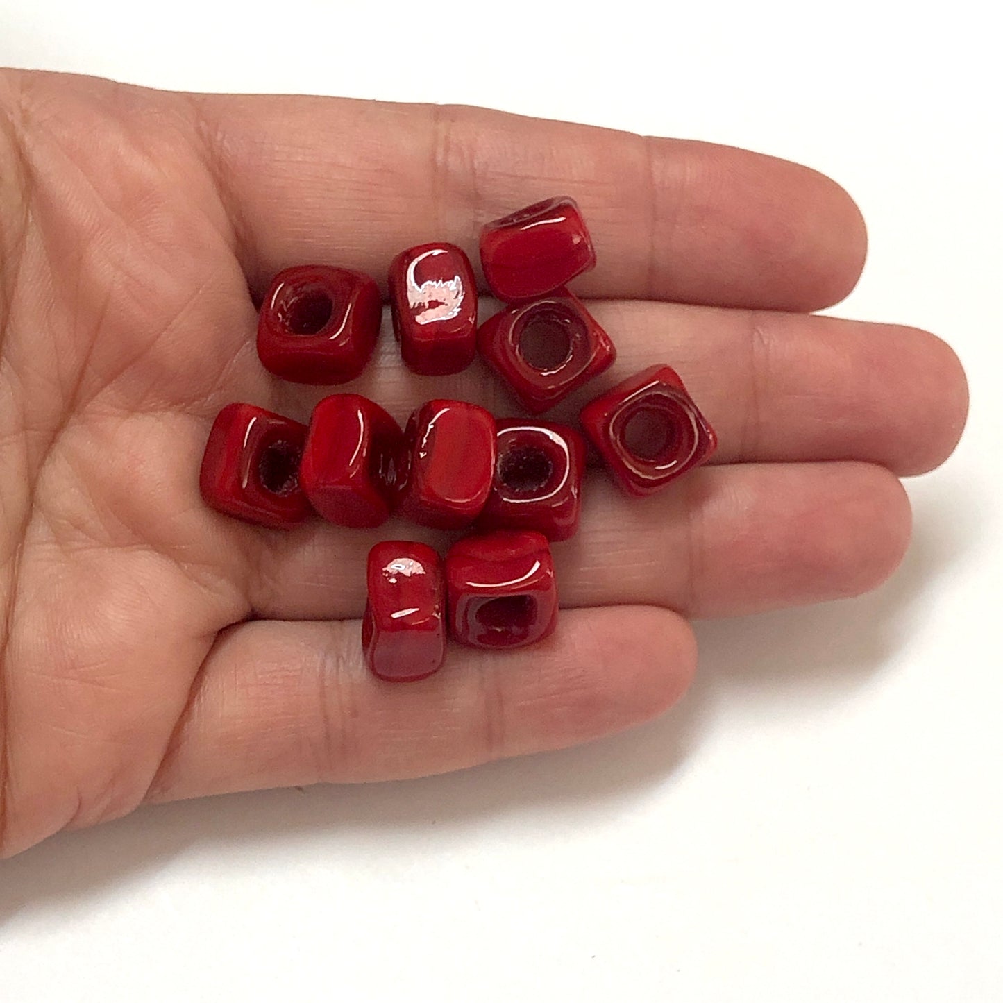 Murano Opak Cam Küp - Kırmızı