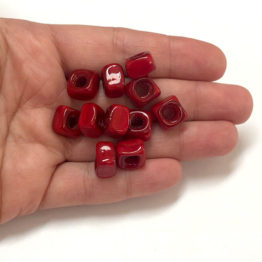 Murano Opak Cam Küp - Kırmızı