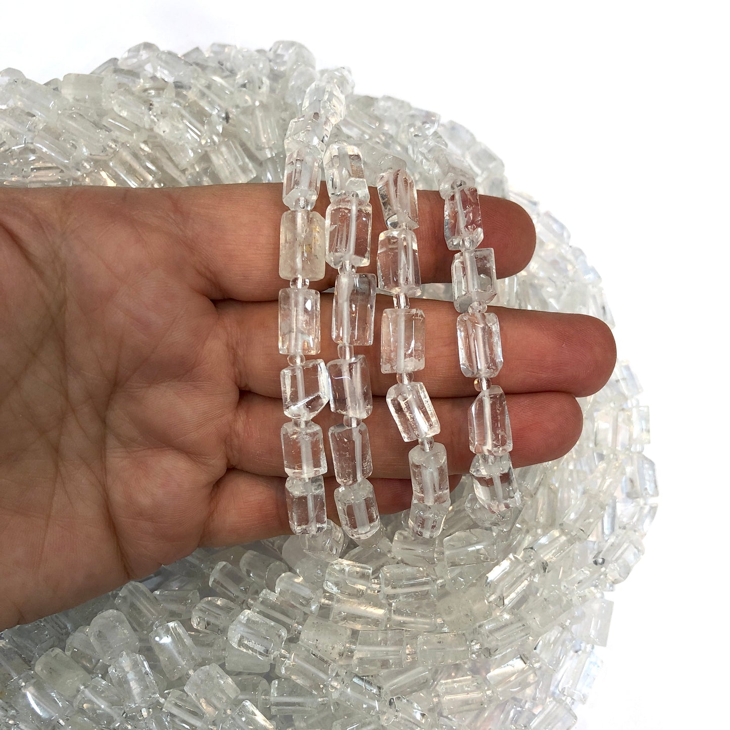 10x7mm Silindir Doğal Taş - Kristal Kuvars