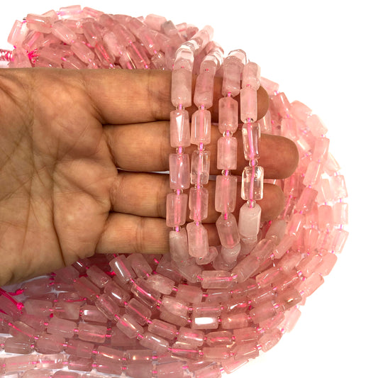 10x7mm Silindir Doğal Taş - Pembe Kuvars