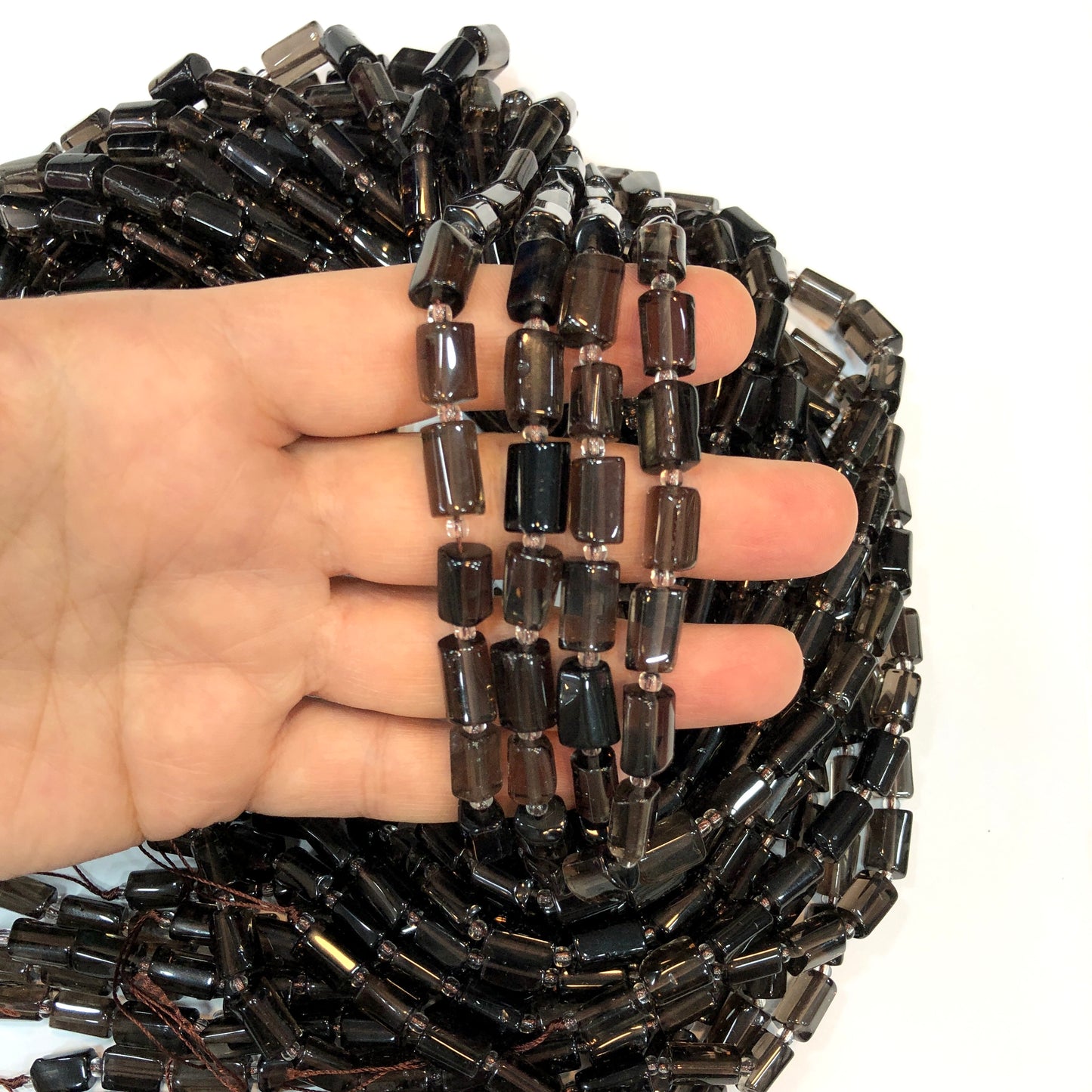 10x7mm Silindir Doğal Taş - Dumanlı Kuvars